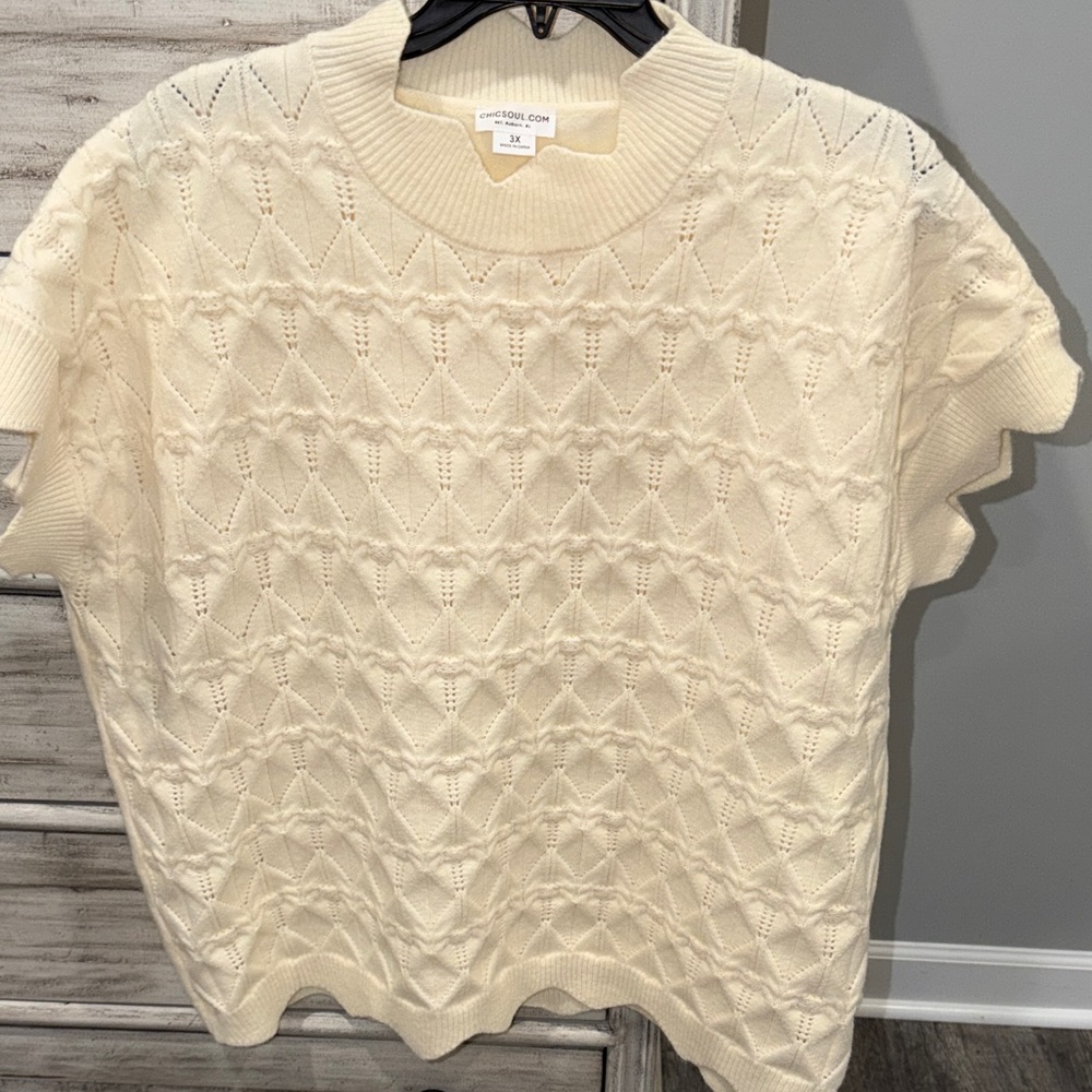 Chic Soul Cream Cable Knit Sweater